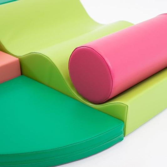 Soft Play 6 Foam Block Set - Pink & Green Explorer