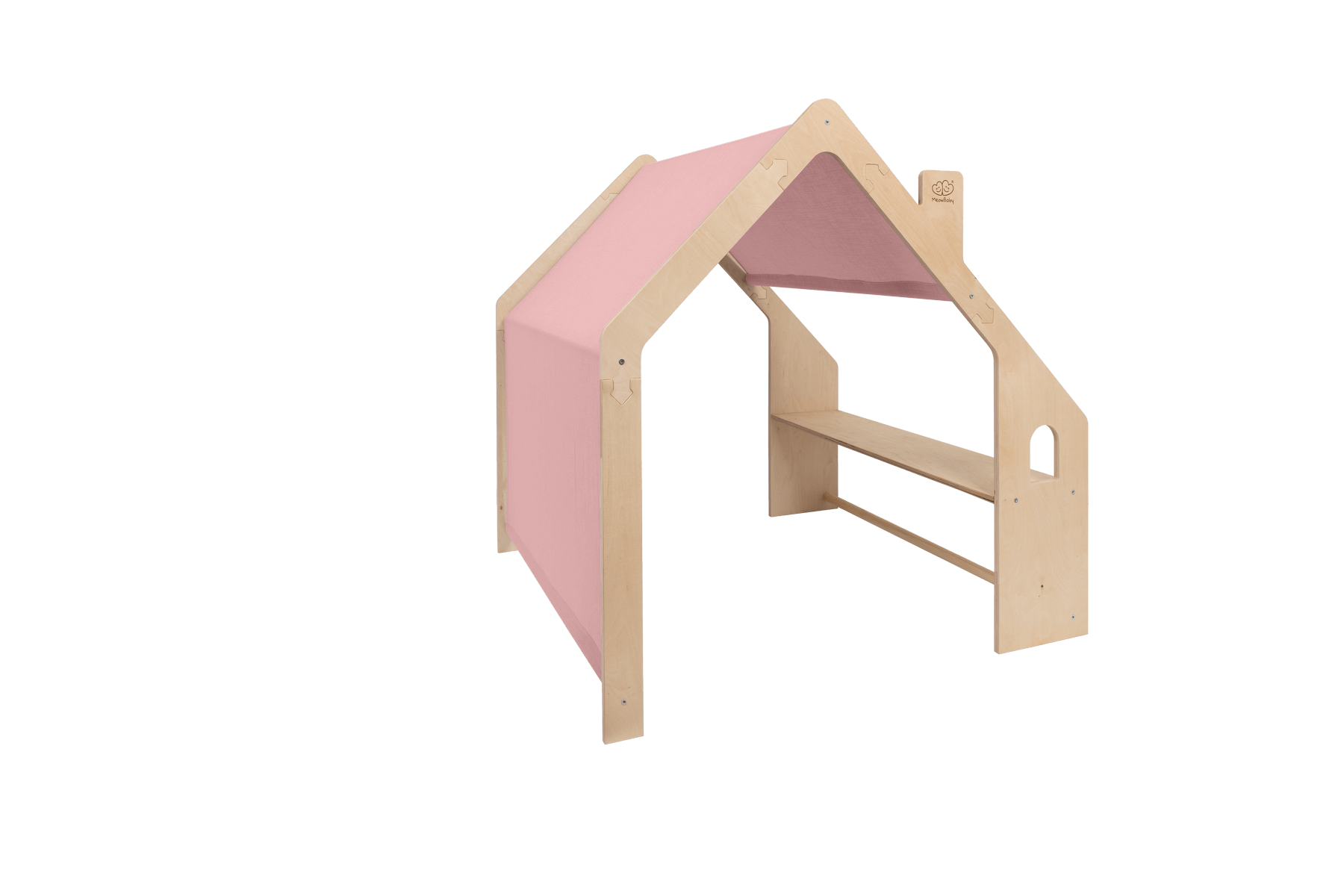 MeowBaby® Natural Wooden House for Kids - Pink Roof