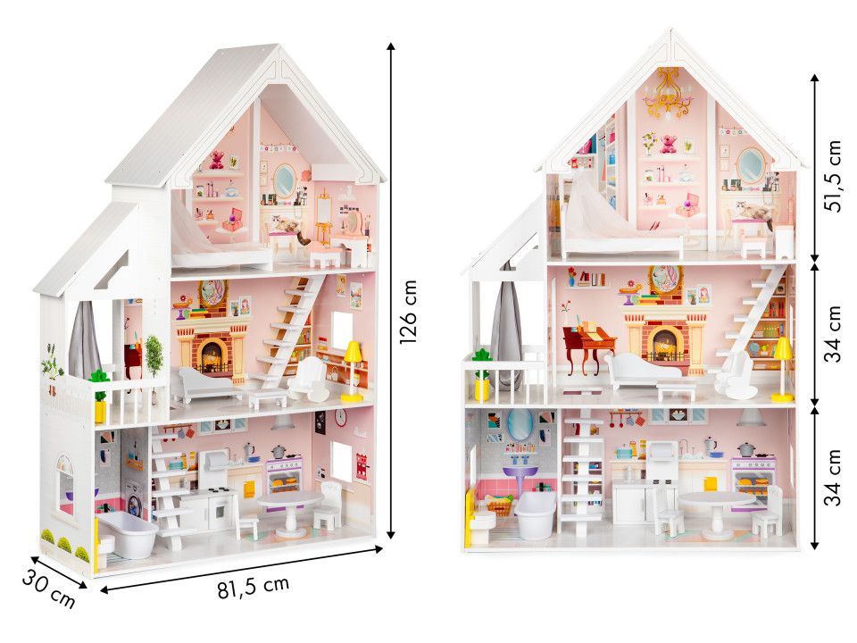 Wooden Dollhouse Liselle with LED Lights