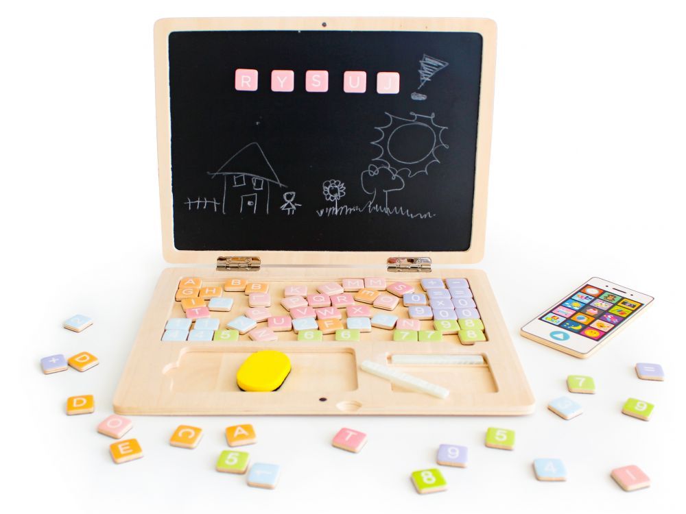 ECOTOYS - Holz Laptop & Handy Set - Panda Pals