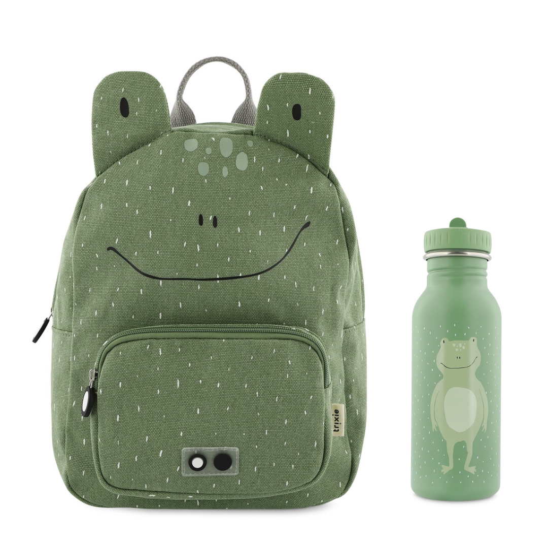 Trixie Baby - Kinderrucksack und Flasche 500 ml | Frosch - Panda Pals