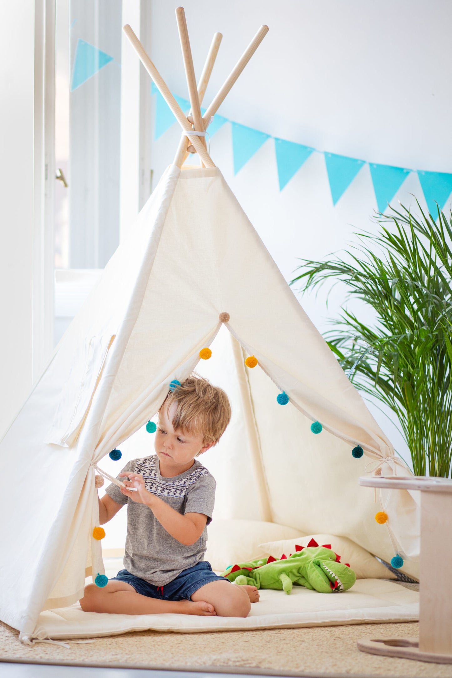 Teepee Tent Set - Rainbow Pom-Pom