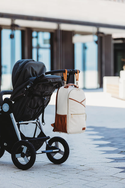 Ally Scandic - Großer Wickelrucksack | Cappuccino - Panda Pals