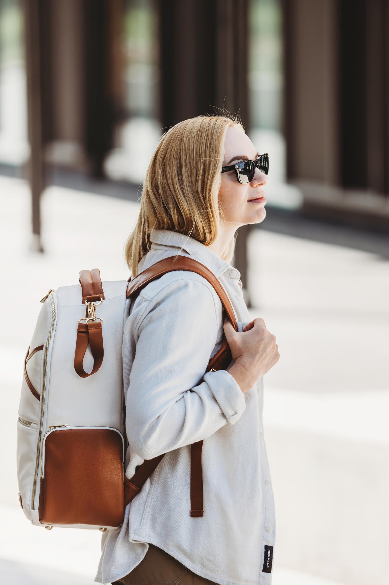 Ally Scandic - Großer Wickelrucksack | Cappuccino - Panda Pals