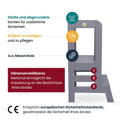 MeowBaby - Montessori Lernturm | weiß - Panda Pals