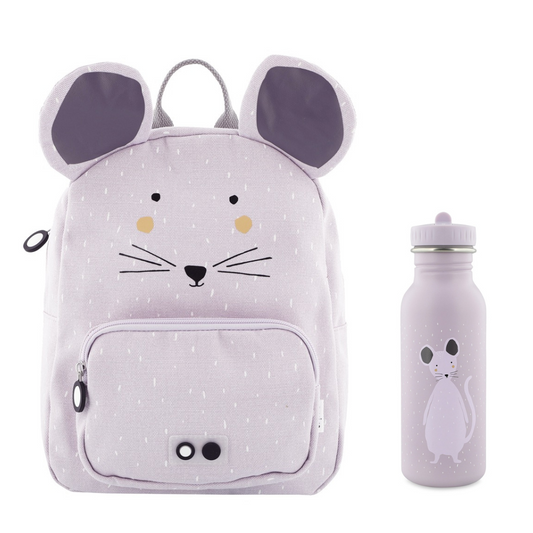 Trixie Baby - Kinderrucksack und Flasche 500 ml | Maus - Panda Pals