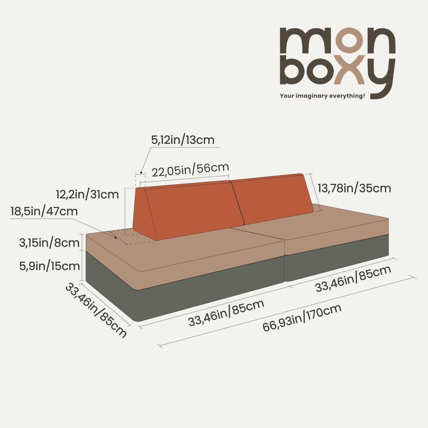 Monboxy - Aktivitäts Spielsofa | Beige