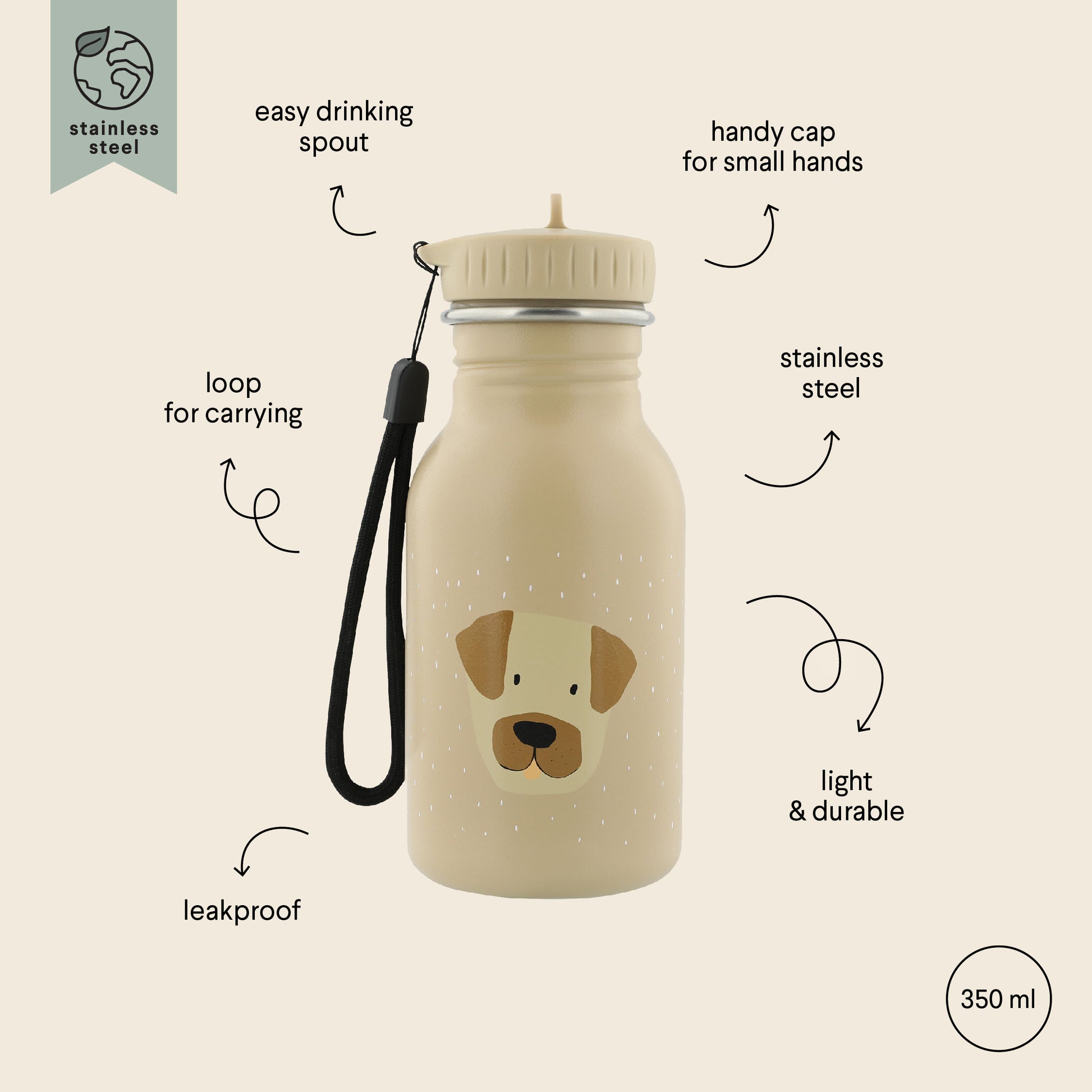 Trixie Baby - Edelstahl Flasche 350 ml | Hund - Panda Pals