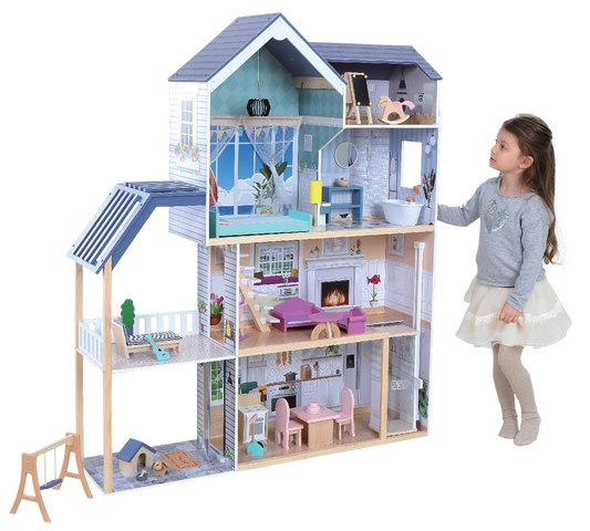 Wooden Dollhouse Crystal with LED Lights